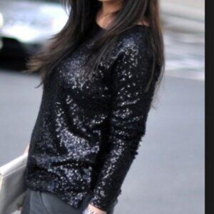 J. Crew Black Sequin Top - Size Small